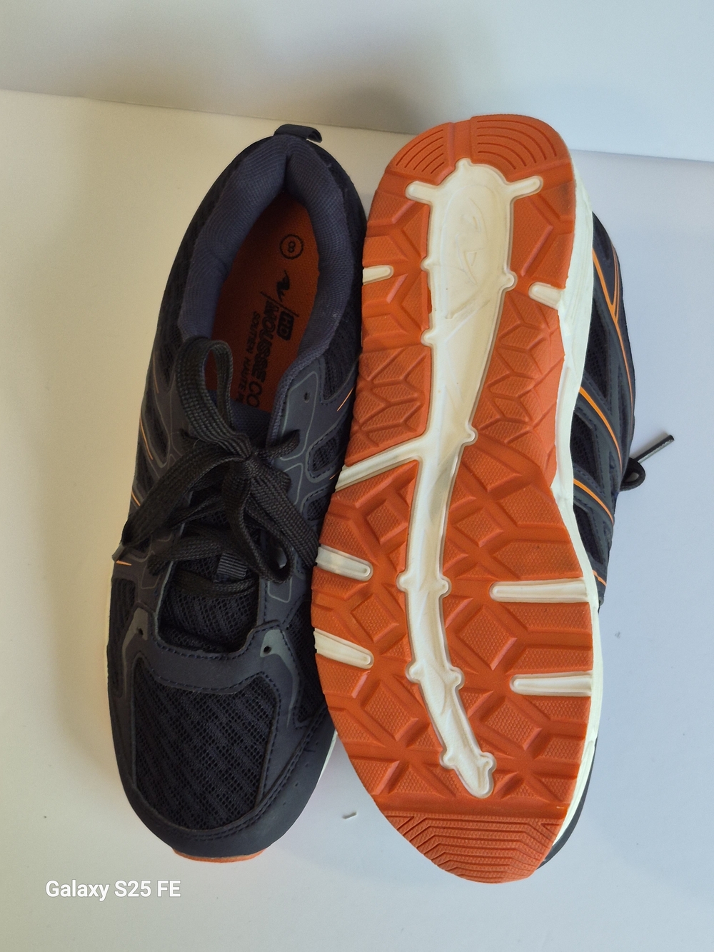 Athletic Sneakers - Black with Orange and White Soles - Picture 5 of 7